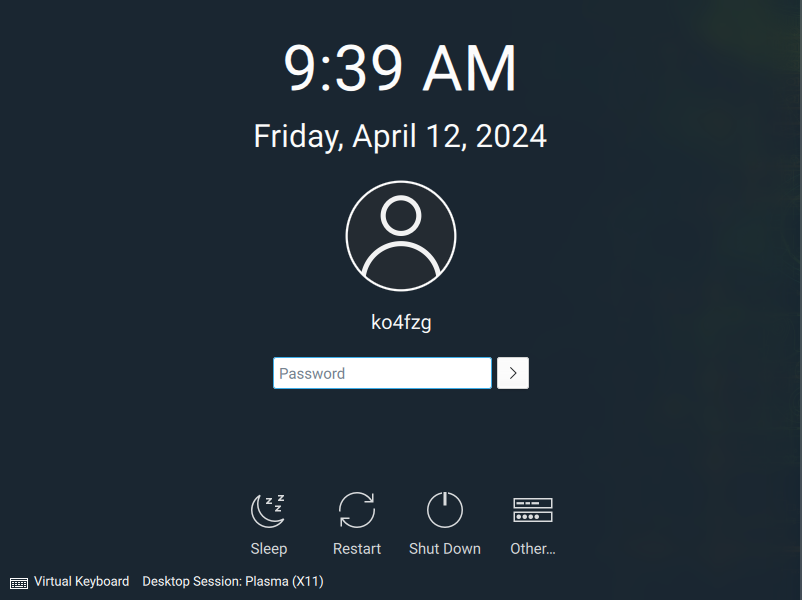 openSUSE Login Screen